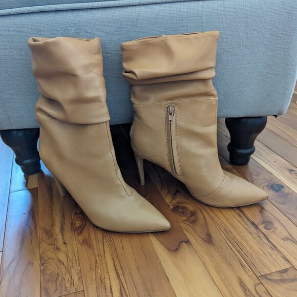 Express Ankle Slouch Stiletto Boots - Tan - Picture 2 of 2